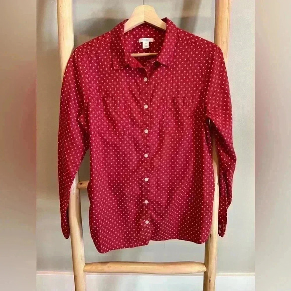 Caslon Tops - CASLON Red Dimond Pattern Cotton/Tencel two Front Pockets Button Shirt Med soft